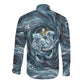 Egypt Nun and Naunet Long Sleeve Button Shirt Primordial Water Gods Cosmic Ocean Infinite Waves