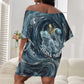 Egypt Nun and Naunet Off Shoulder Short Dress Primordial Water Gods Cosmic Ocean Infinite Waves
