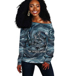 Egypt Nun and Naunet Off Shoulder Sweater Primordial Water Gods Cosmic Ocean Infinite Waves