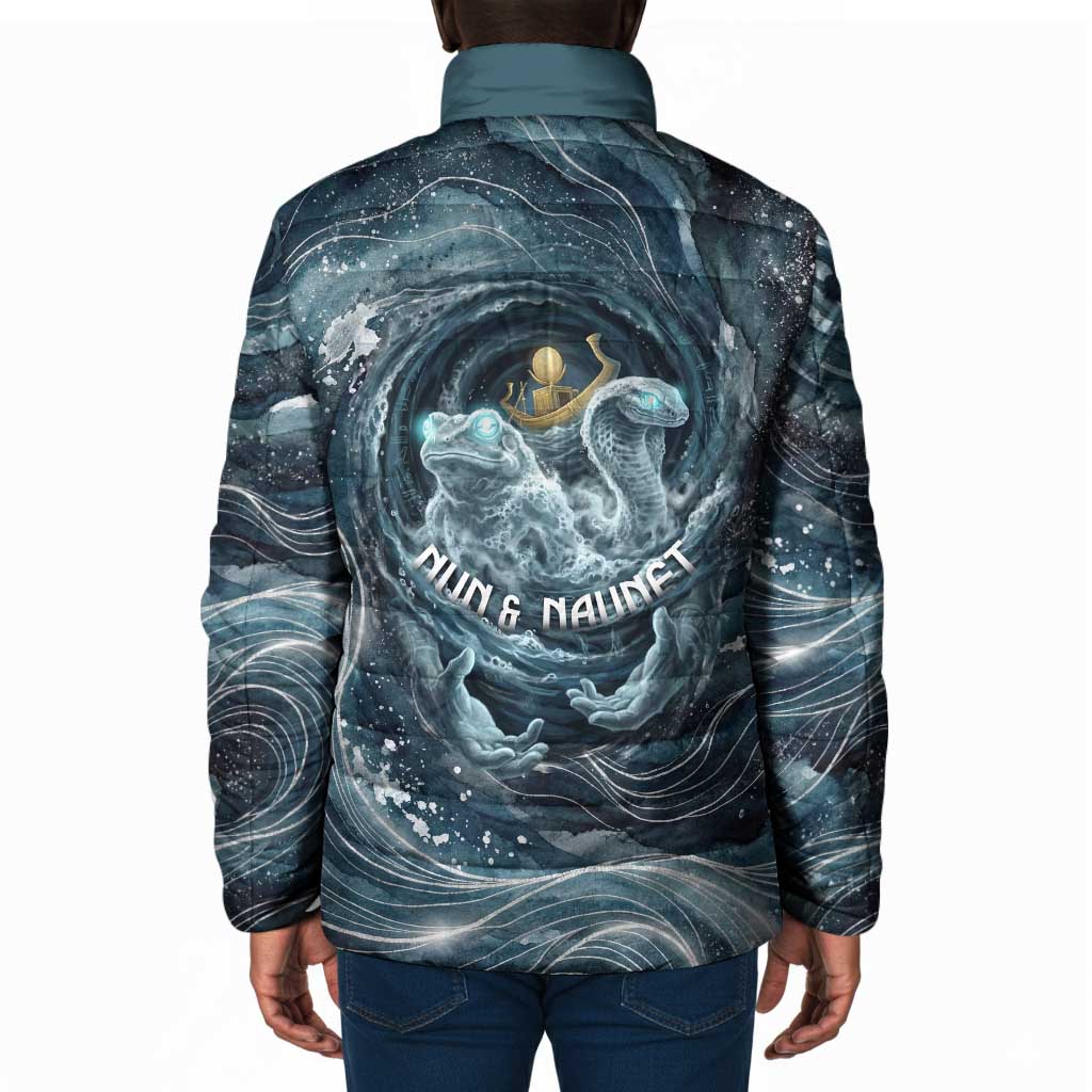 Egypt Nun and Naunet Padded Jacket Primordial Water Gods Cosmic Ocean Infinite Waves