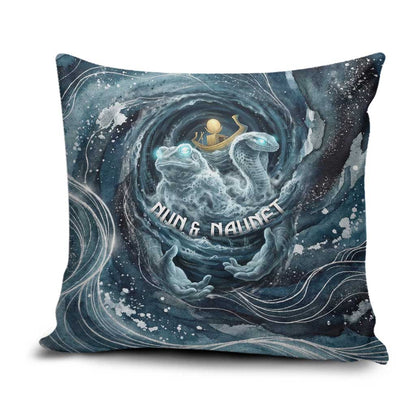 Egypt Nun and Naunet Pillow Cover Primordial Water Gods Cosmic Ocean Infinite Waves