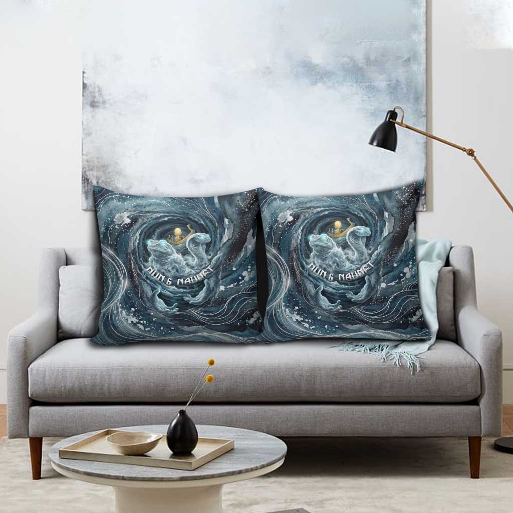 Egypt Nun and Naunet Pillow Cover Primordial Water Gods Cosmic Ocean Infinite Waves