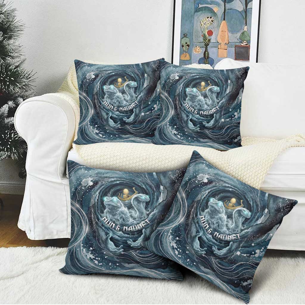 Egypt Nun and Naunet Pillow Cover Primordial Water Gods Cosmic Ocean Infinite Waves
