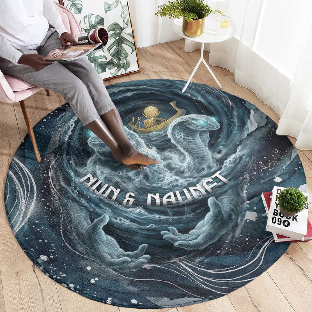 Egypt Nun and Naunet Round Carpet Primordial Water Gods Cosmic Ocean Infinite Waves