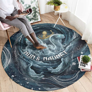 Egypt Nun and Naunet Round Carpet Primordial Water Gods Cosmic Ocean Infinite Waves