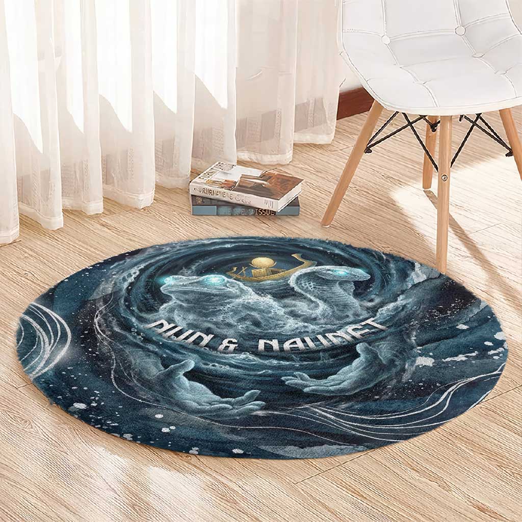 Egypt Nun and Naunet Round Carpet Primordial Water Gods Cosmic Ocean Infinite Waves