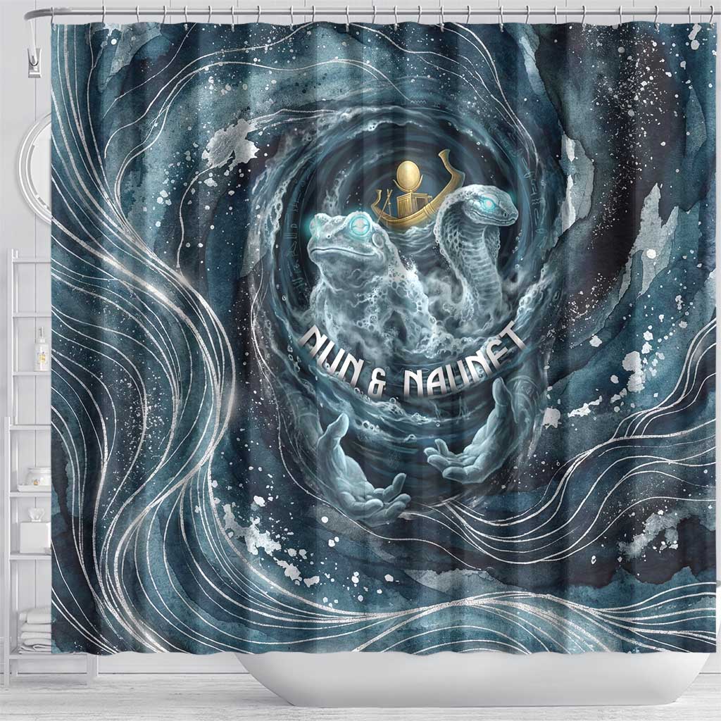 Egypt Nun and Naunet Shower Curtain Primordial Water Gods Cosmic Ocean Infinite Waves