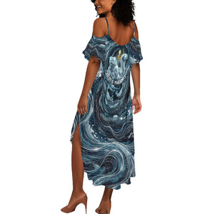 Egypt Nun and Naunet Summer Maxi Dress Primordial Water Gods Cosmic Ocean Infinite Waves