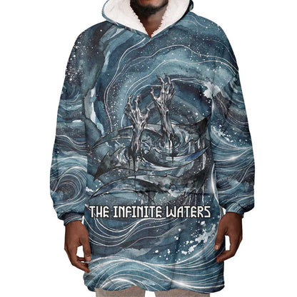 Egypt Nun and Naunet Wearable Blanket Hoodie Primordial Water Gods Cosmic Ocean Infinite Waves