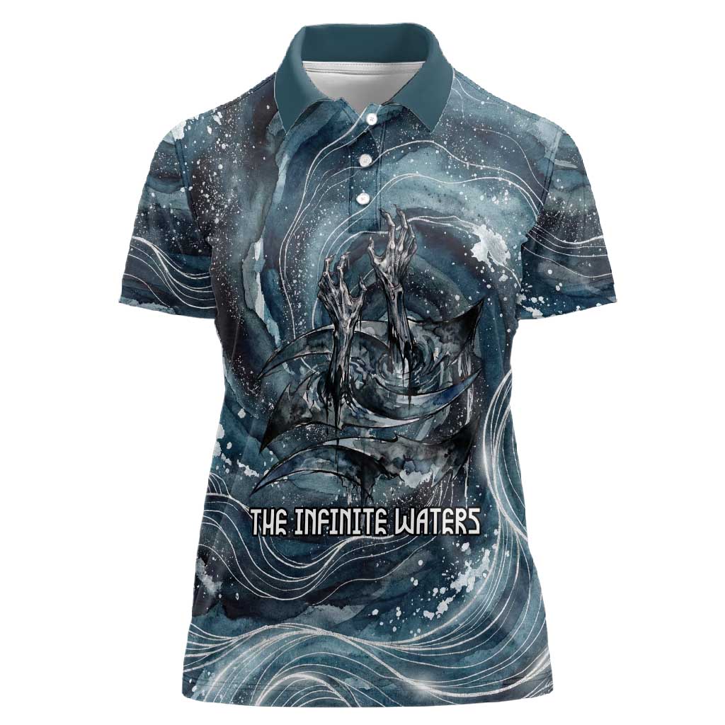 Egypt Nun and Naunet Women Polo Shirt Primordial Water Gods Cosmic Ocean Infinite Waves