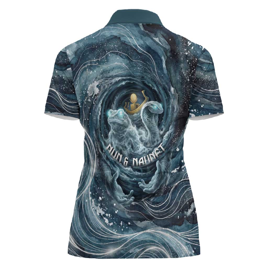 Egypt Nun and Naunet Women Polo Shirt Primordial Water Gods Cosmic Ocean Infinite Waves