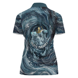 Egypt Nun and Naunet Women Polo Shirt Primordial Water Gods Cosmic Ocean Infinite Waves