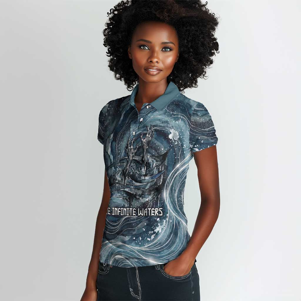 Egypt Nun and Naunet Women Polo Shirt Primordial Water Gods Cosmic Ocean Infinite Waves