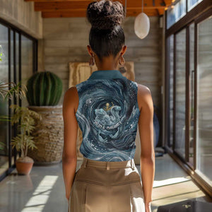 Egypt Nun and Naunet Women Sleeveless Polo Shirt Primordial Water Gods Cosmic Ocean Infinite Waves