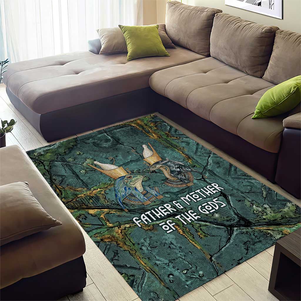 Nun and Naunet Egyptian Area Rug Serpent Abyss Design Primordial Gods of Ancient Waters