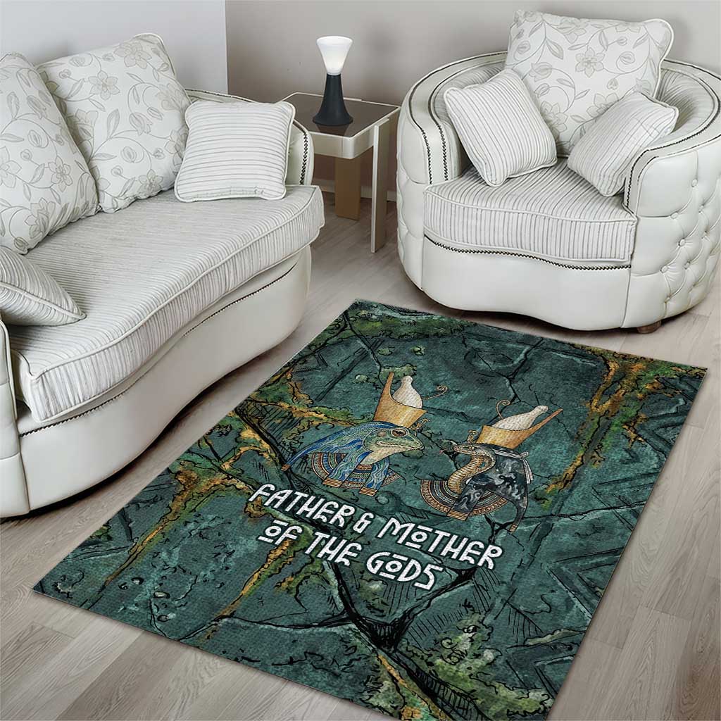 Nun and Naunet Egyptian Area Rug Serpent Abyss Design Primordial Gods of Ancient Waters