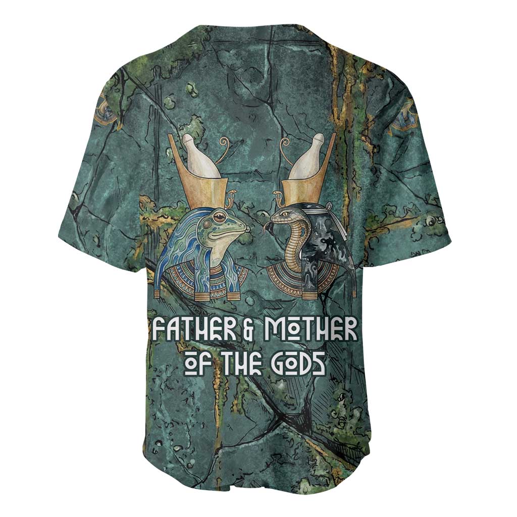 Nun and Naunet Egyptian Baseball Jersey Serpent Abyss Design Primordial Gods of Ancient Waters