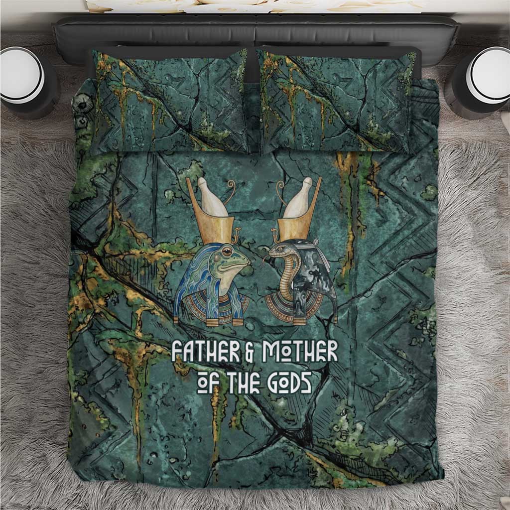 Nun and Naunet Egyptian Bedding Set Serpent Abyss Design Primordial Gods of Ancient Waters