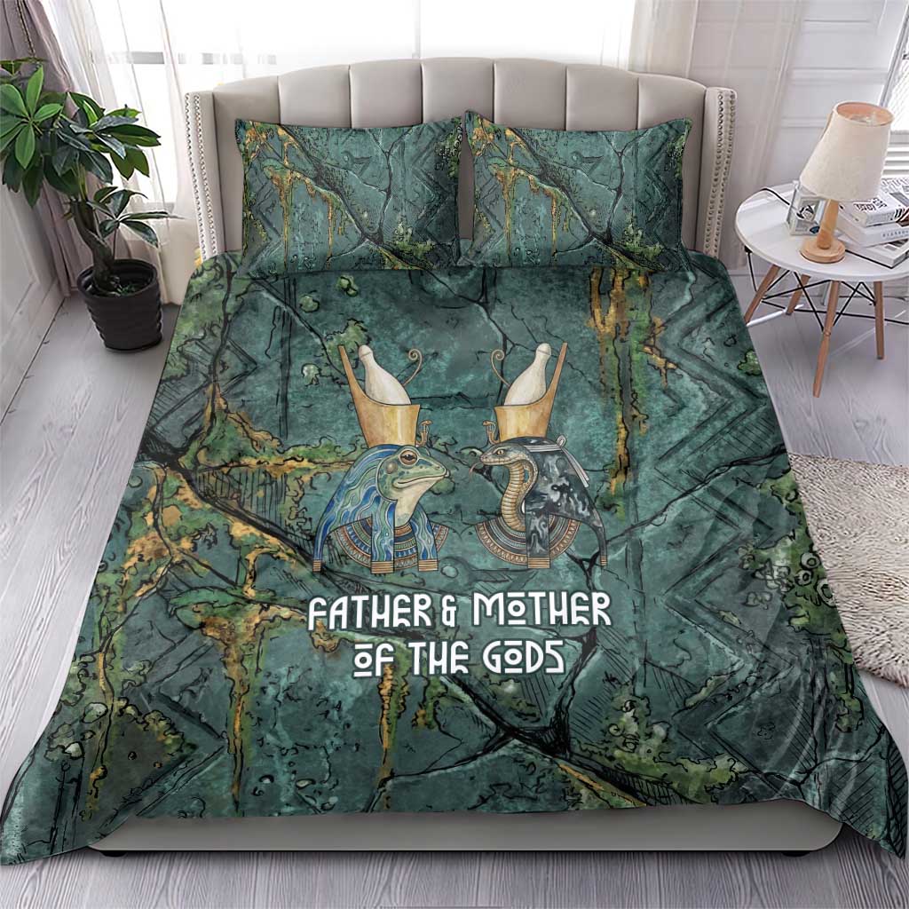 Nun and Naunet Egyptian Bedding Set Serpent Abyss Design Primordial Gods of Ancient Waters