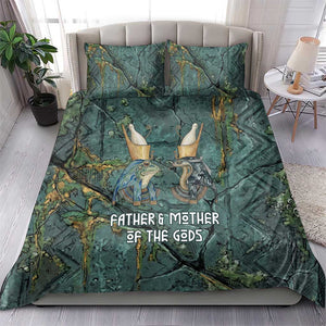 Nun and Naunet Egyptian Bedding Set Serpent Abyss Design Primordial Gods of Ancient Waters