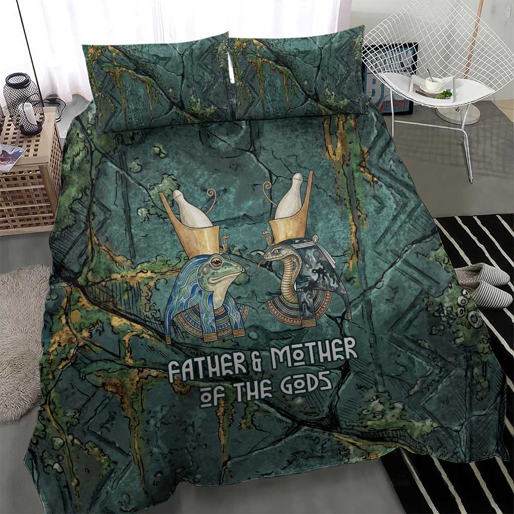 Nun and Naunet Egyptian Bedding Set Serpent Abyss Design Primordial Gods of Ancient Waters