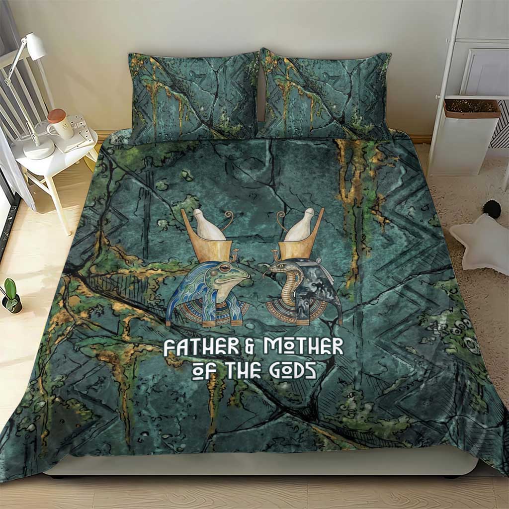 Nun and Naunet Egyptian Bedding Set Serpent Abyss Design Primordial Gods of Ancient Waters
