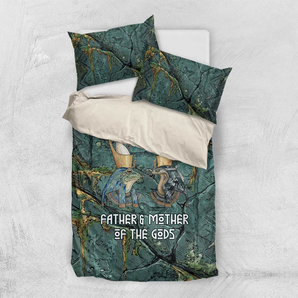 Nun and Naunet Egyptian Bedding Set Serpent Abyss Design Primordial Gods of Ancient Waters