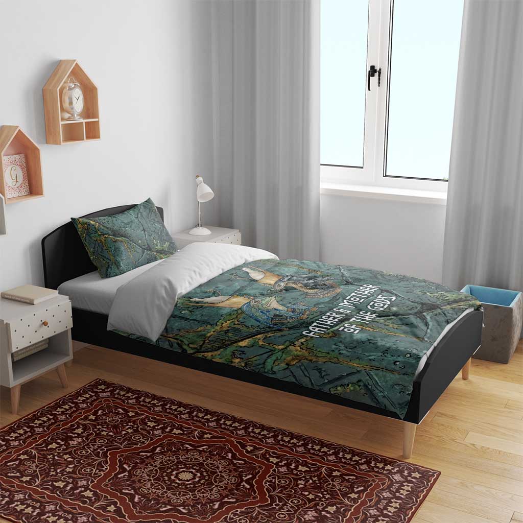 Nun and Naunet Egyptian Bedding Set Serpent Abyss Design Primordial Gods of Ancient Waters