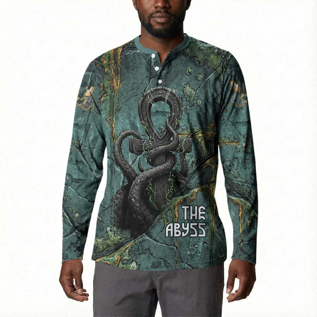Nun and Naunet Egyptian Button Sweatshirt Serpent Abyss Design Primordial Gods of Ancient Waters
