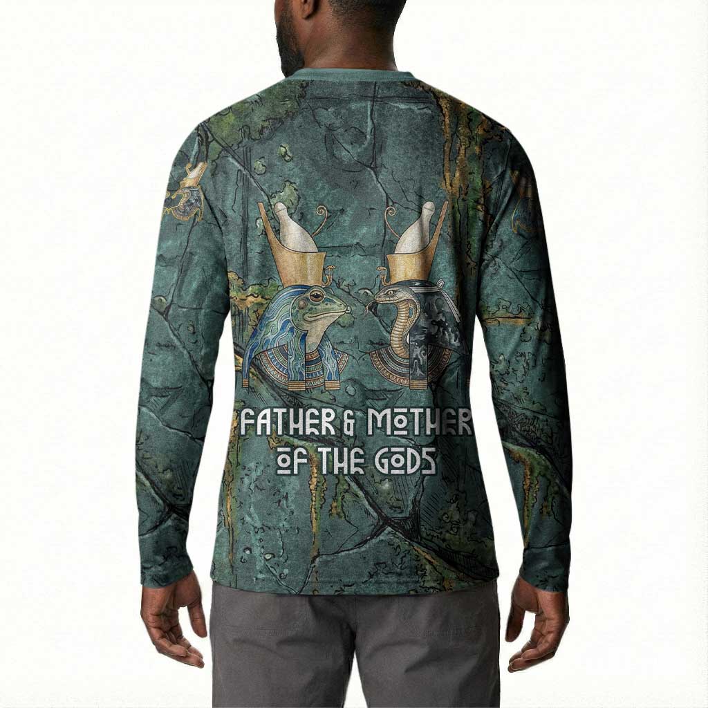 Nun and Naunet Egyptian Button Sweatshirt Serpent Abyss Design Primordial Gods of Ancient Waters
