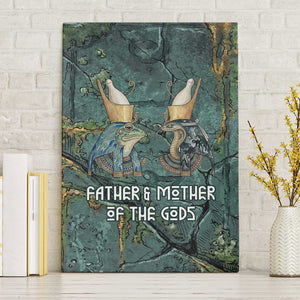 Nun and Naunet Egyptian Canvas Wall Art Serpent Abyss Design Primordial Gods of Ancient Waters