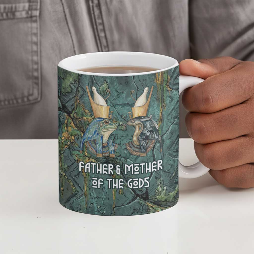 Nun and Naunet Egyptian Ceramic Mug Serpent Abyss Design Primordial Gods of Ancient Waters