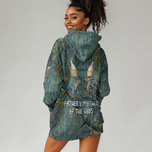 Nun and Naunet Egyptian Hoodie Dress Serpent Abyss Design Primordial Gods of Ancient Waters