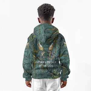Nun and Naunet Egyptian Kid Hoodie Serpent Abyss Design Primordial Gods of Ancient Waters