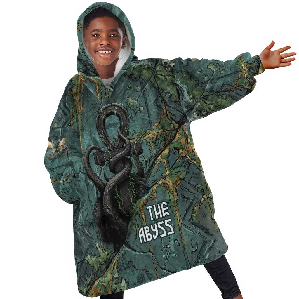 Nun and Naunet Egyptian Kid Wearable Blanket Hoodie Serpent Abyss Design Primordial Gods of Ancient Waters