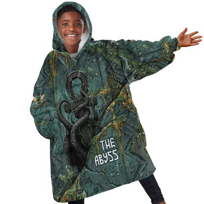 Nun and Naunet Egyptian Kid Wearable Blanket Hoodie Serpent Abyss Design Primordial Gods of Ancient Waters