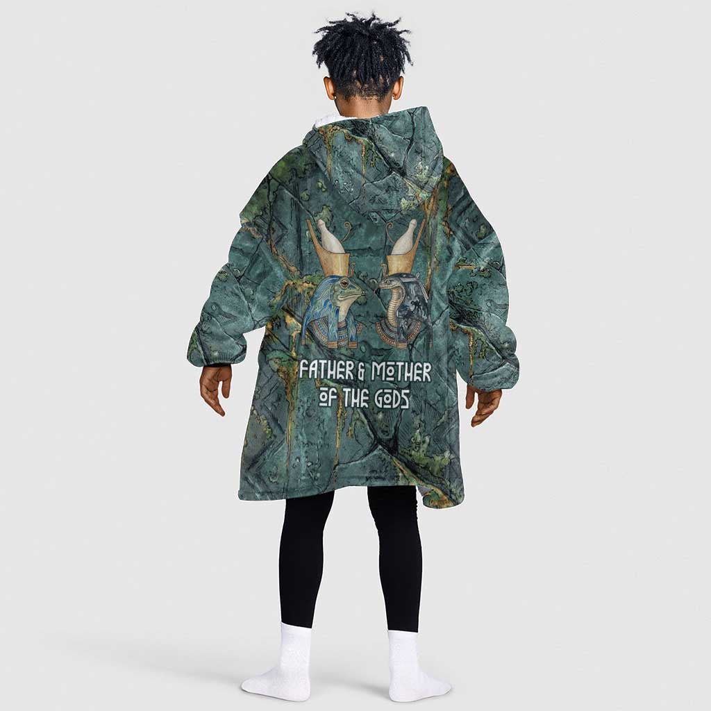 Nun and Naunet Egyptian Kid Wearable Blanket Hoodie Serpent Abyss Design Primordial Gods of Ancient Waters