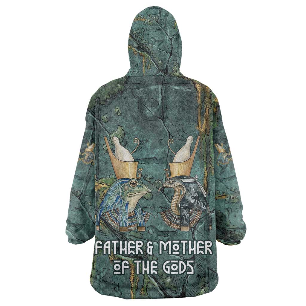 Nun and Naunet Egyptian Kid Wearable Blanket Hoodie Serpent Abyss Design Primordial Gods of Ancient Waters