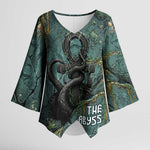 Nun and Naunet Egyptian Kimono Sleeve Blouse Serpent Abyss Design Primordial Gods of Ancient Waters