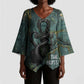 Nun and Naunet Egyptian Kimono Sleeve Blouse Serpent Abyss Design Primordial Gods of Ancient Waters