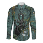 Nun and Naunet Egyptian Long Sleeve Button Shirt Serpent Abyss Design Primordial Gods of Ancient Waters