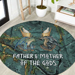 Nun and Naunet Egyptian Round Carpet Serpent Abyss Design Primordial Gods of Ancient Waters