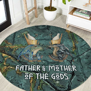 Nun and Naunet Egyptian Round Carpet Serpent Abyss Design Primordial Gods of Ancient Waters