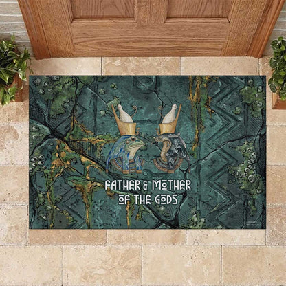 Nun and Naunet Egyptian Rubber Doormat Serpent Abyss Design Primordial Gods of Ancient Waters