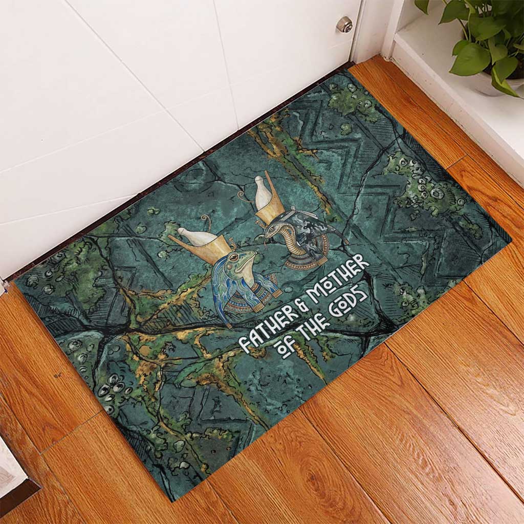 Nun and Naunet Egyptian Rubber Doormat Serpent Abyss Design Primordial Gods of Ancient Waters