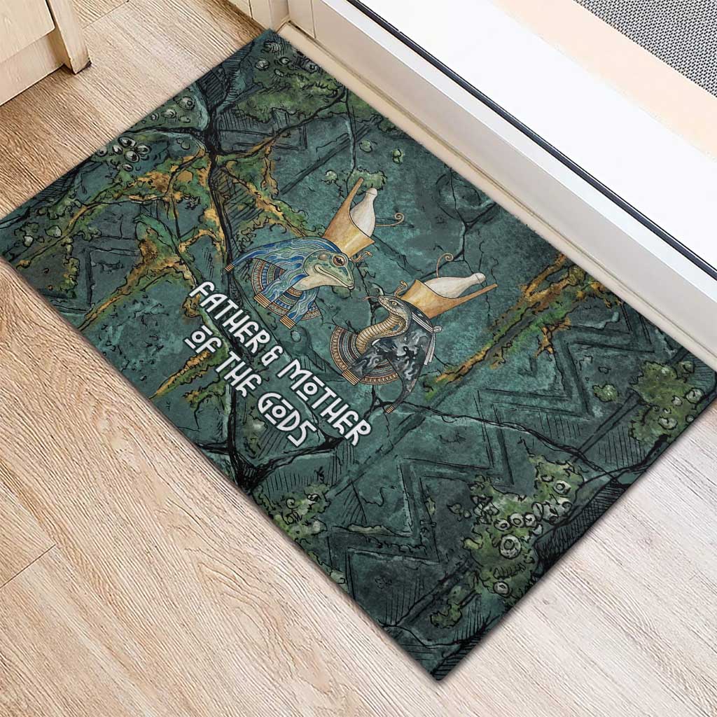 Nun and Naunet Egyptian Rubber Doormat Serpent Abyss Design Primordial Gods of Ancient Waters