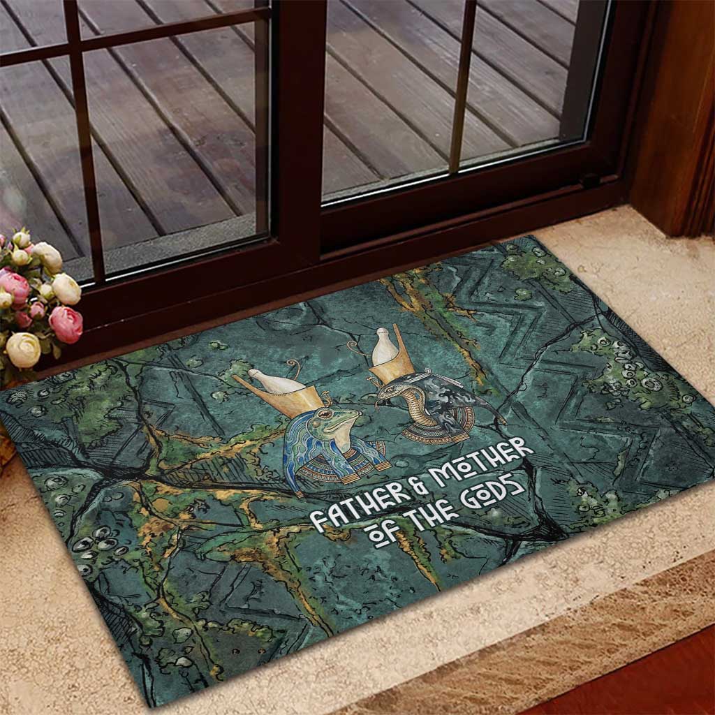 Nun and Naunet Egyptian Rubber Doormat Serpent Abyss Design Primordial Gods of Ancient Waters