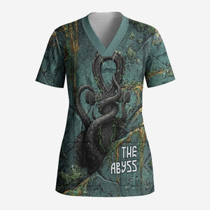 Nun and Naunet Egyptian Scrub Top Serpent Abyss Design Primordial Gods of Ancient Waters
