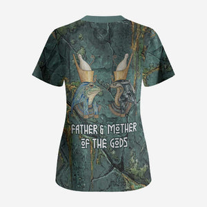 Nun and Naunet Egyptian Scrub Top Serpent Abyss Design Primordial Gods of Ancient Waters