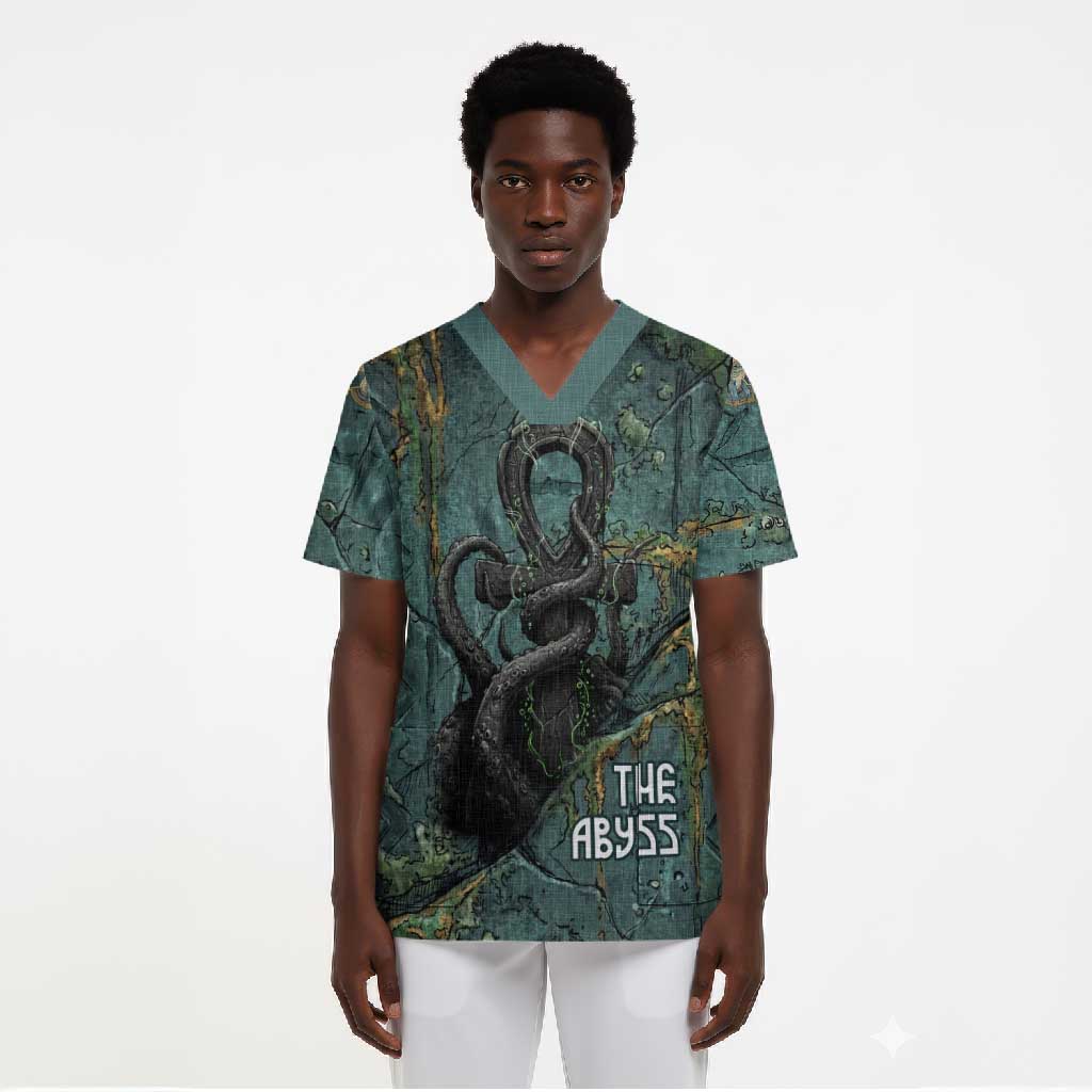 Nun and Naunet Egyptian Scrub Top Serpent Abyss Design Primordial Gods of Ancient Waters